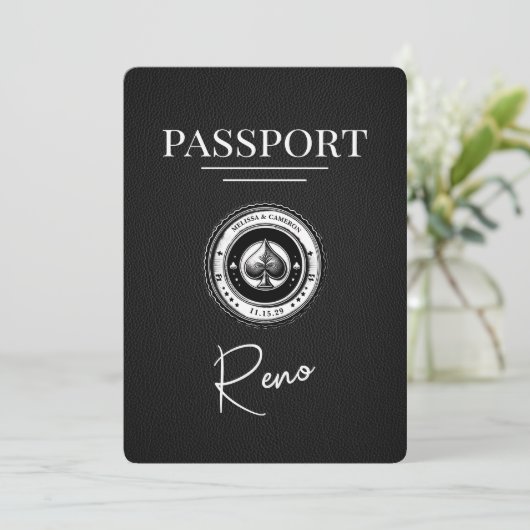 黒いReno Passport日付の保存 セーブザデート (スタンド正面)