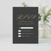 黒いRSVPで斑点をつけられるモダンでシックな金ゴールド 出欠カード (スタンド正面)