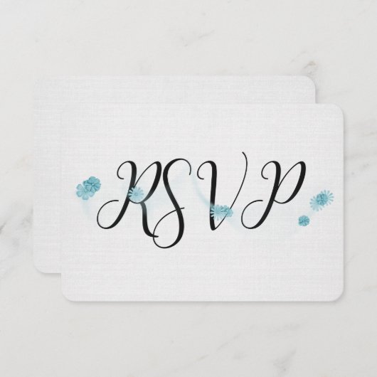 黒いRSVPの花とリネン 招待状 (正面/裏面)