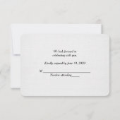 黒いRSVPの花とリネン 招待状 (裏面)