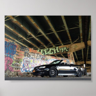 黒いSaab 93のコンバーチブルポスター ポスター