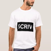 黒いSCRIVのプリントが付いている白いTシャツ Tシャツ (正面)