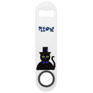 黒いTopHat猫のBlueBowの栓抜き スピード栓抜き