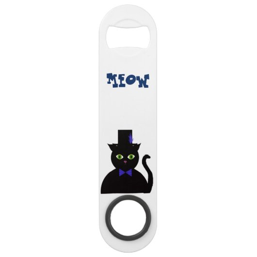 黒いTopHat猫のBlueBowの栓抜き スピード栓抜き (正面)