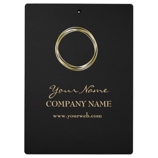 黒いWの金リングの最小主義の黒い金ゴールドのロゴ クリップボード (裏面)