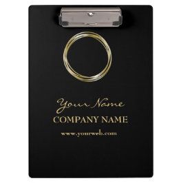 黒いWの金リングの最小主義の黒い金ゴールドのロゴ クリップボード