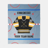 黒いWh|金ゴールドアイスホッケーリンク|プレーヤージャージー フリースブランケット (正面)