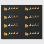 黒いX-masの包装紙の贅沢な金ゴールドサンタ ラッピングペーパー (フラット)