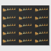 黒いX-masの包装紙の金サンタ ラッピングペーパー (フラット)