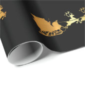 黒いX-masの包装紙の金サンタ ラッピングペーパー (ロールコーナー)