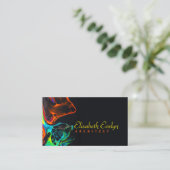 黒いy665で渦巻絵を描くネオンのカラフルの混合 名刺 (スタンド正面)