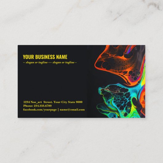 黒いy665で渦巻絵を描くネオンのカラフルの混合 名刺 (裏面)
