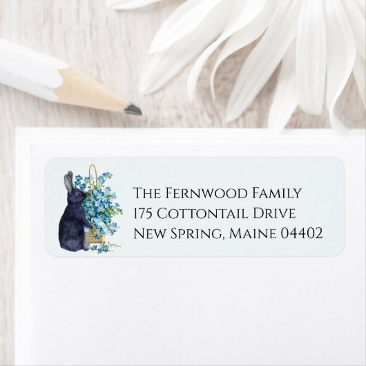 黒うさぎブルー私忘れは花イースターではない ラベル (インサイチュ)