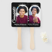 黒おめでとうグラード2フォトアーはっきりしたチホワイトスクリプト ハンドファン (正面&裏面)