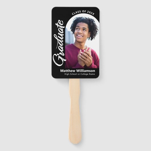 黒おめでとうグラード2フォトアーはっきりしたチホワイトスクリプト ハンドファン (裏面)