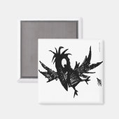 黒おもしろいいカラス マグネット (正面/裏面)