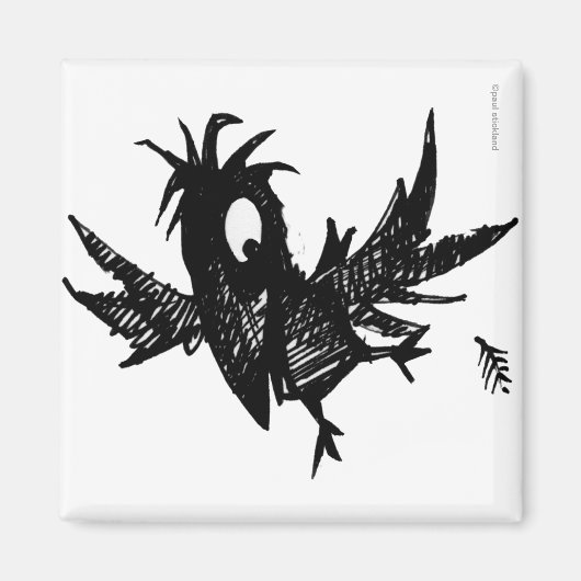 黒おもしろいいカラス マグネット (正面)