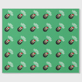 黒おもしろいいサンタパーソナライズされたネコ ラッピングペーパー (フラット)