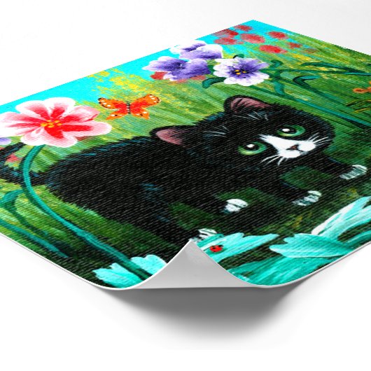 黒おもしろいいタキシード猫マウスアート制作 ポスター (角)