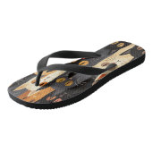 黒おもしろいとオレンジの猫顔漫画 ビーチサンダル (アングル)