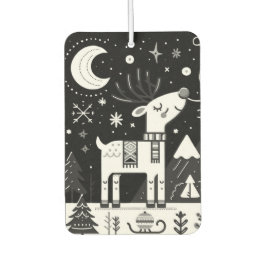 黒おもしろいと白のトナカイ模様 カーエアーフレッシュナー