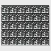 黒おもしろいと白のトナカイ模様 ラッピングペーパー (フラット)