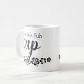 黒おもしろいと白のフローラ コーヒーマグカップ (正面左)