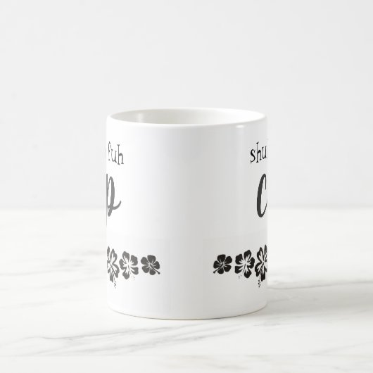 黒おもしろいと白のフローラ コーヒーマグカップ (中央)