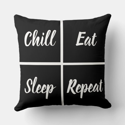 黒おもしろいと白の四角形と名前 クッション (裏面)