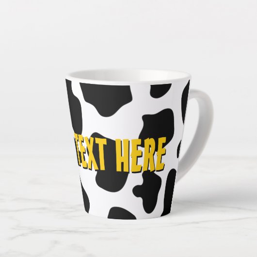 黒おもしろいと白の牛の斑点ラテマグギフト カフェラテマグ (右アングル)