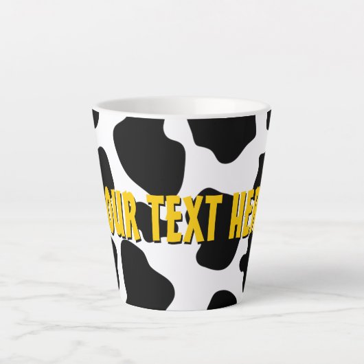 黒おもしろいと白の牛の斑点ラテマグギフト カフェラテマグ (正面)
