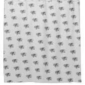 黒おもしろいと白の牛の漫画 シャワーカーテン (正面)