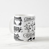 黒おもしろいと白の猫のパターン コーヒーマグカップ (正面左)
