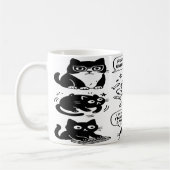黒おもしろいと白の猫のパターン コーヒーマグカップ (左)