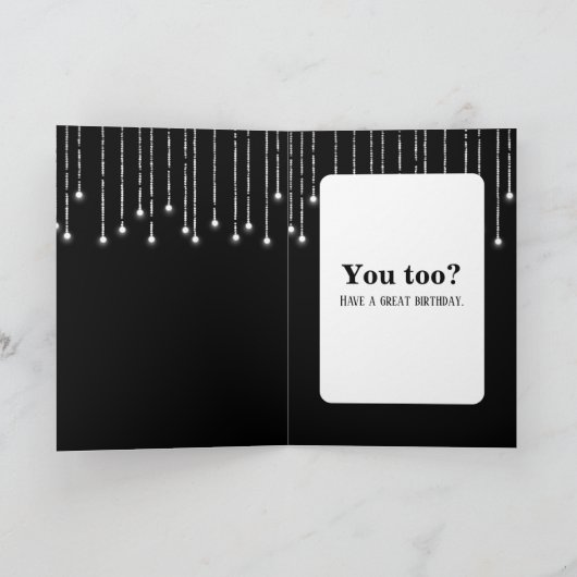 黒おもしろいの歳の誕生日引用文 カード (内部)