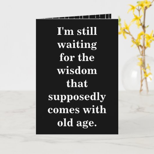 黒おもしろいの歳の誕生日引用文 カード (黄色い花)