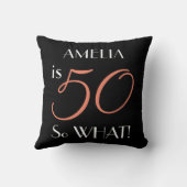 黒おもしろいエレガント50誕生日 クッション (裏面)