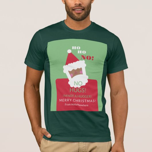 黒おもしろいサンタのハグ醜いクリスマスセーター Tシャツ (正面)
