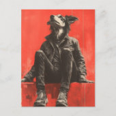 黒おもしろいデニムで人間の一部 ポストカード (正面)