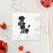 黒おもしろいプードルドッグアート 縁ありカクテルナプキン (インサイチュ)