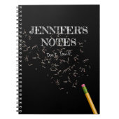 黒おもしろいモダン白パーソナライズされた名 ノートブック (正面)