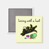 黒おもしろいラブラドール漫画イラストレーション マグネット (正面/裏面)