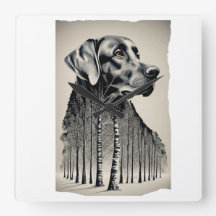 黒おもしろいラブラドール炭スケッチ