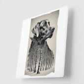 黒おもしろいラブラドール炭スケッチ スクエア壁時計 (傾斜)