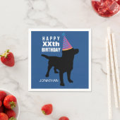 黒おもしろいラボドッグ誕生日ハットあなたの年齢 スタンダードカクテルナプキン (インサイチュ)