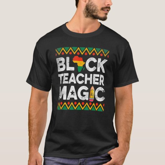 黒おもしろい先生魔法教えズ黒史M Tシャツ (正面)