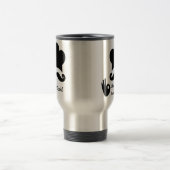 黒おもしろい口ひげカスタム文字名帽子シェフ トラベルマグ (中央)