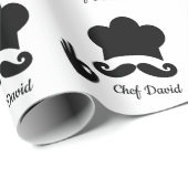 黒おもしろい口ひげカスタム文字 ラッピングペーパー (ロールコーナー)