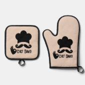 黒おもしろい口ひげシェフカスタム 鍋つかみ&鍋敷きセット (正面)