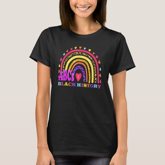 黒おもしろい史のABC月プライド女性男性 Tシャツ (正面)